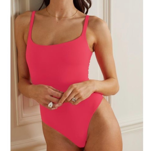 SKIMS Tops Skims Square Neck Bodysuit Neon Ultra Pink Poshmark